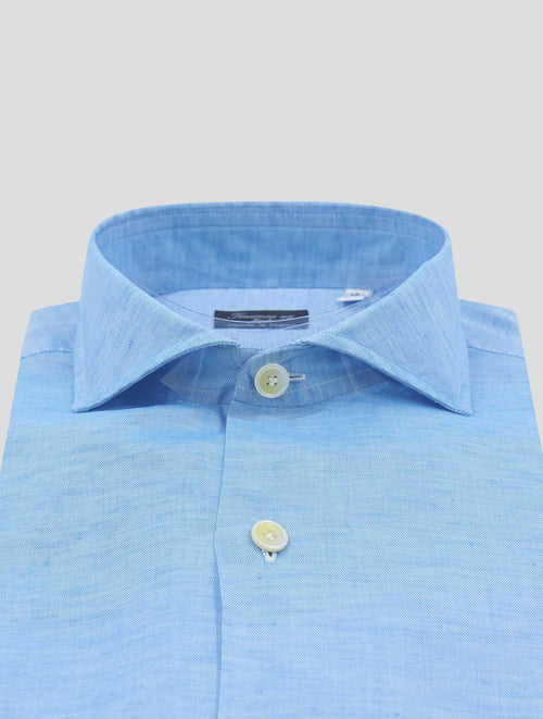 Finamore 1925 Light Blue Linen Cotton Shirt NAP109
