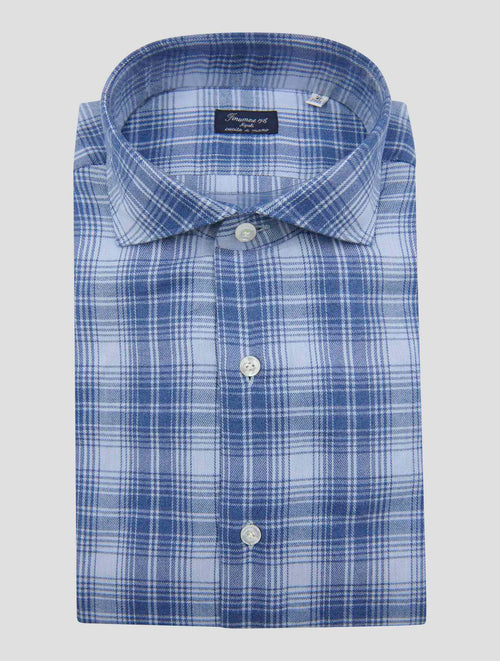 Finamore 1925 Blue Cotton Lyocell Shirt Milano
