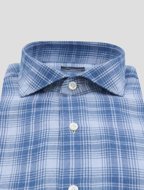 Finamore 1925 Blue Cotton Lyocell Shirt Milano