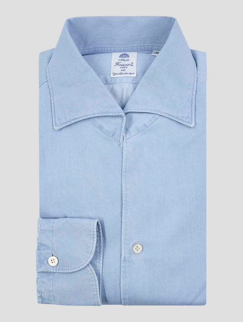 Finamore 1925 Light Blue Cotton Shirt Gaeta