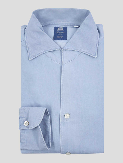 Finamore 1925 Light Blue Cotton Shirt Gaeta