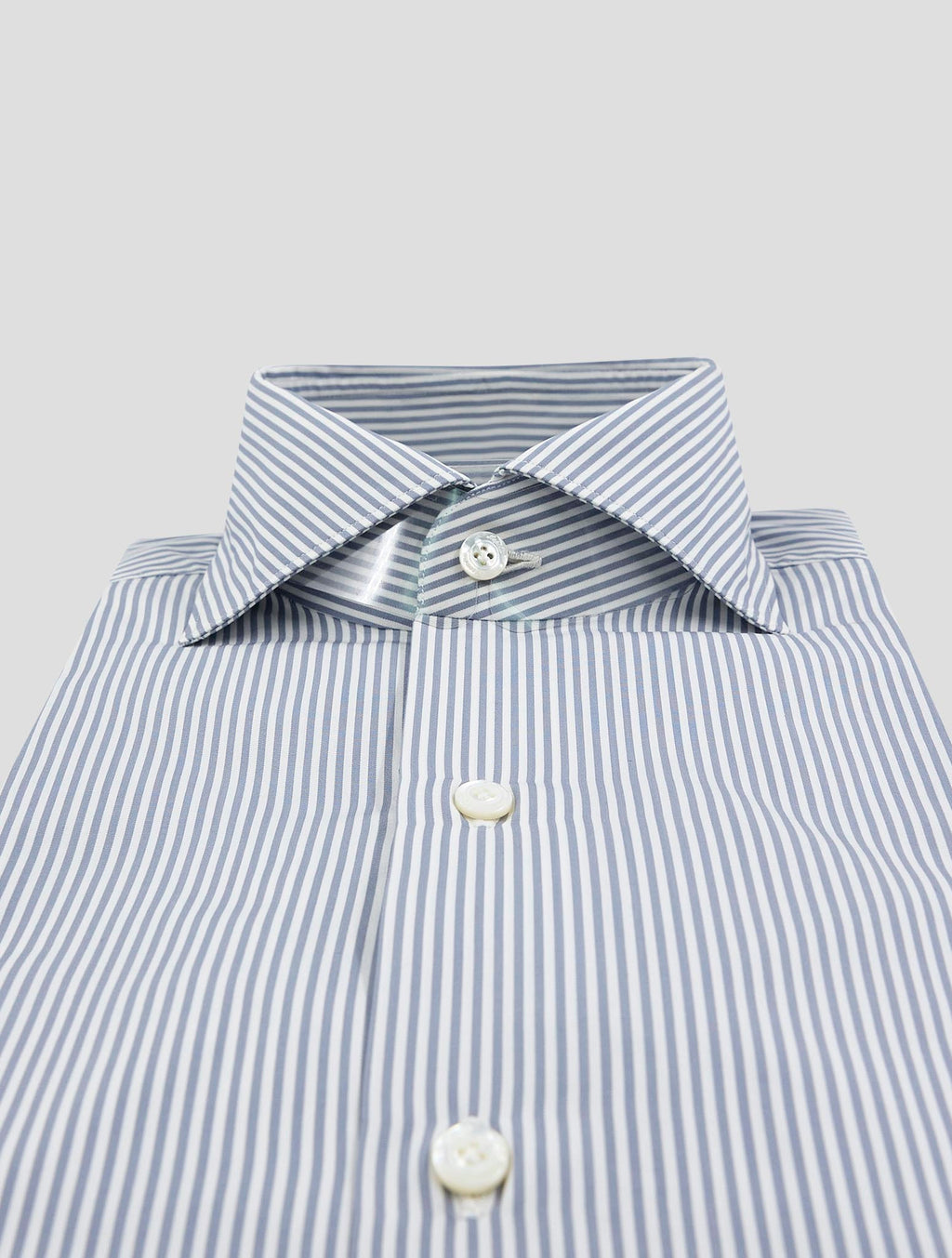 Finamore 1925 Blue White Cotton Shirt Milano