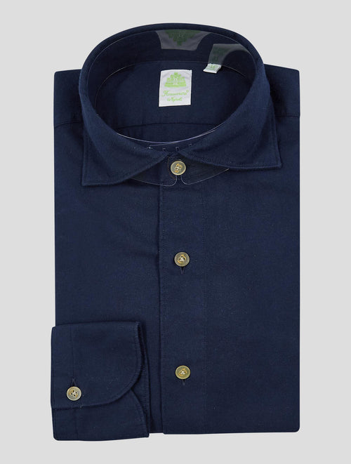 Finamore 1925 Blue Cotton Shirt Tokyo