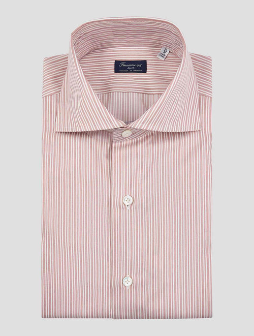 Finamore 1925 Red White Cotton Shirt Napoli