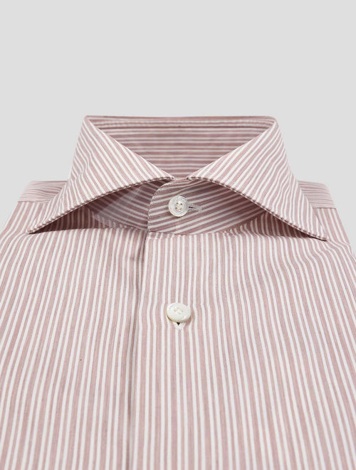 Finamore 1925 Red White Cotton Shirt Napoli