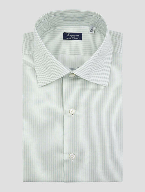 Finamore 1925 Green White Cotton Shirt Napoli