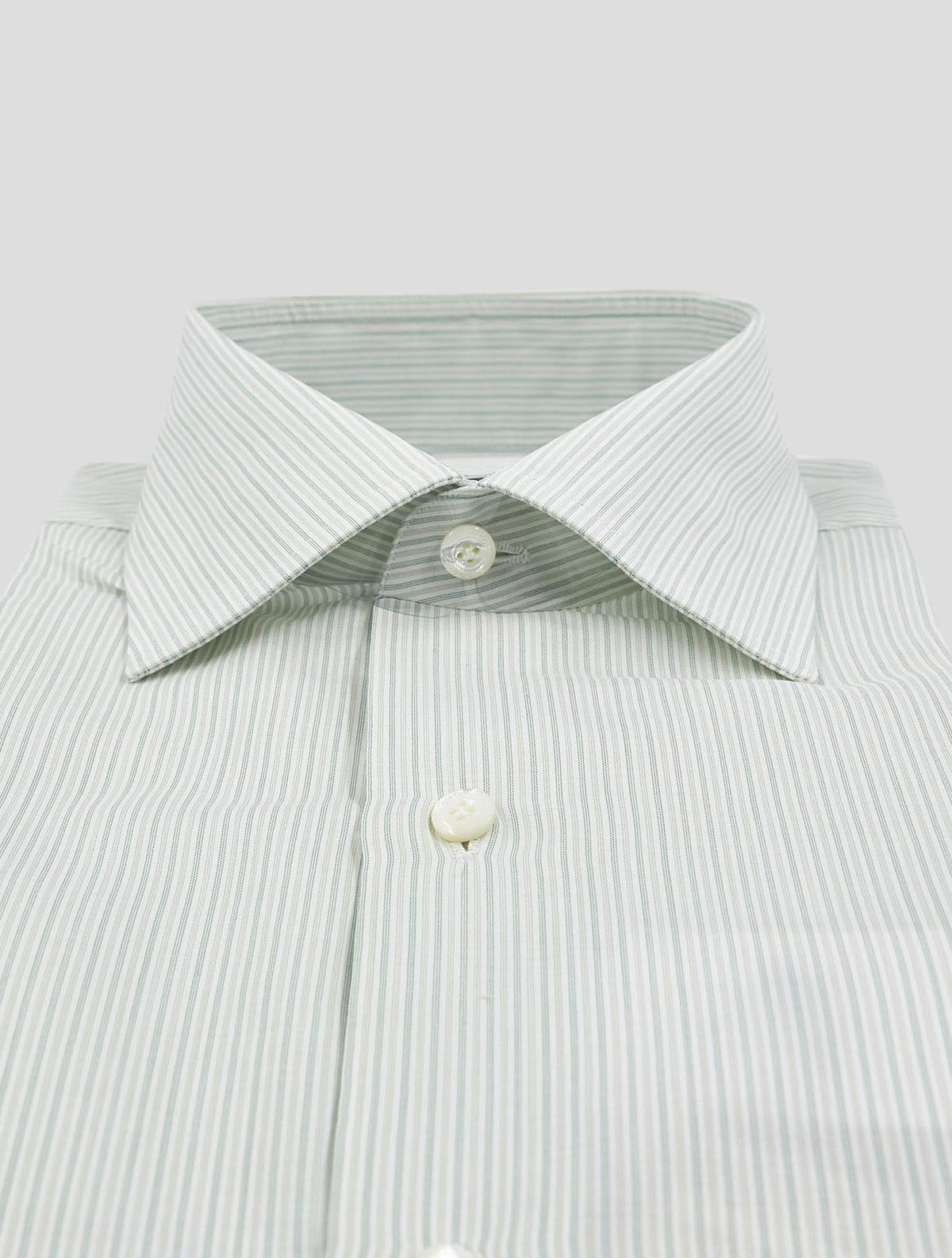 Finamore 1925 Green White Cotton Shirt Napoli