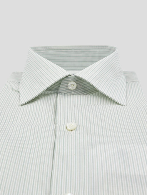 Finamore 1925 Green White Cotton Shirt Napoli