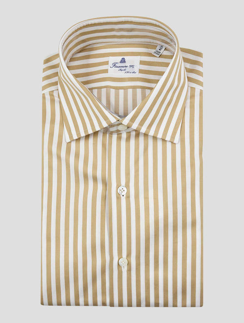 Finamore 1925 Brown White Cotton Shirt 170A2N