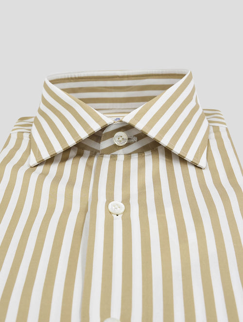 Finamore 1925 Brown White Cotton Shirt 170A2N