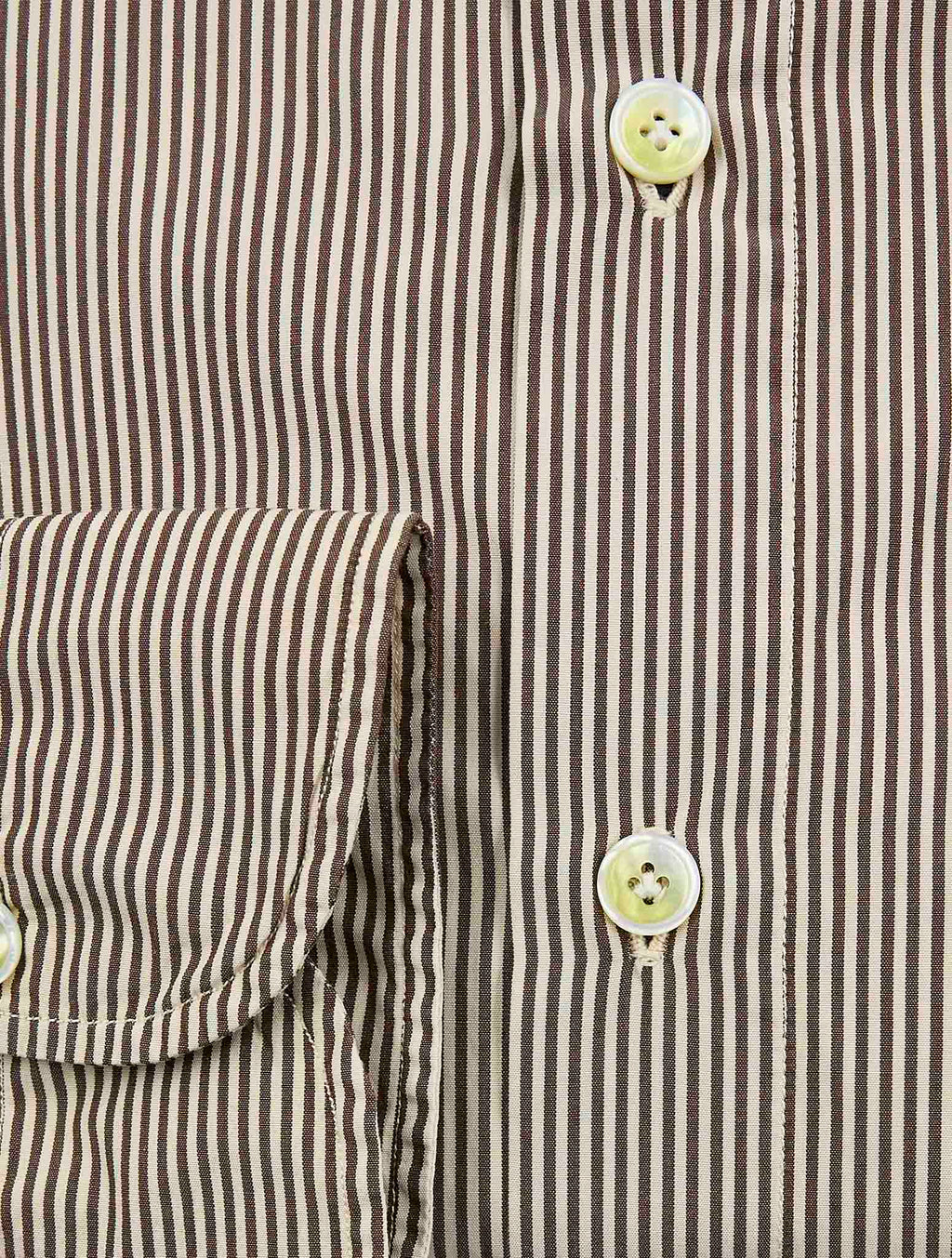 Finamore 1925 Brown White Cotton Shirt Napoli
