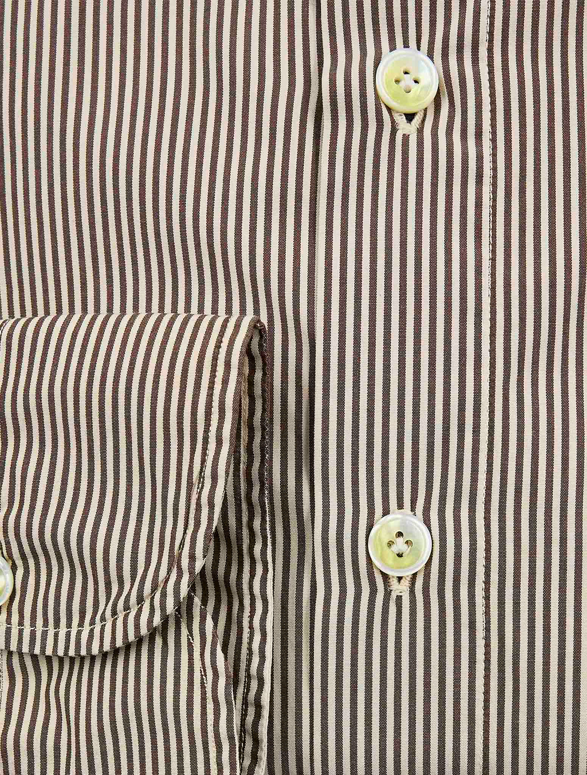 Finamore 1925 Brown White Cotton Shirt Napoli