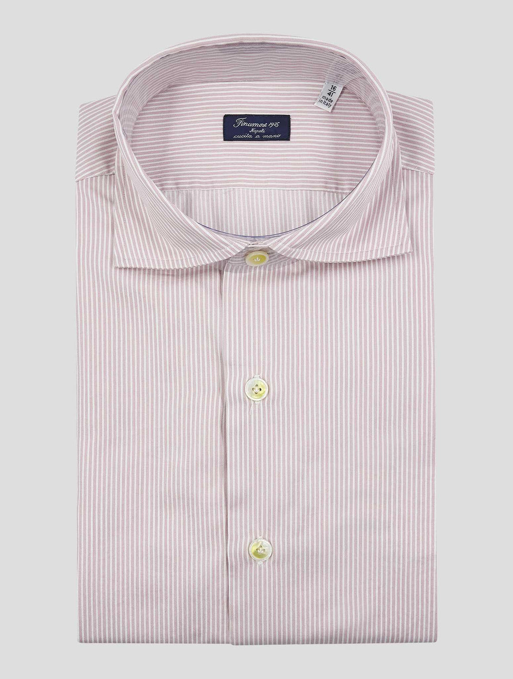 Finamore 1925 Red White Cotton Shirt Nap109