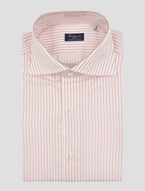 Finamore 1925 Red White Cotton Shirt Napoli