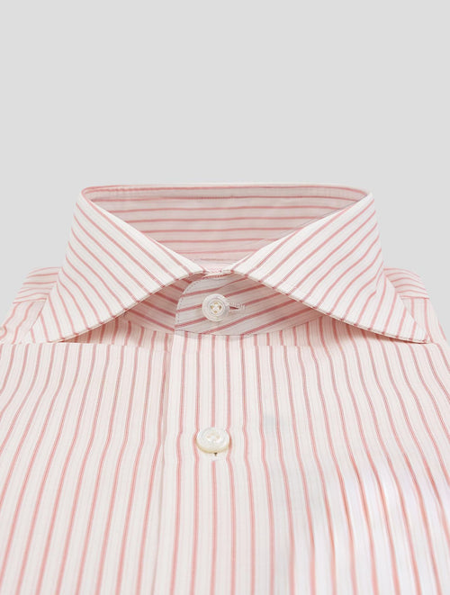 Finamore 1925 Red White Cotton Shirt Napoli