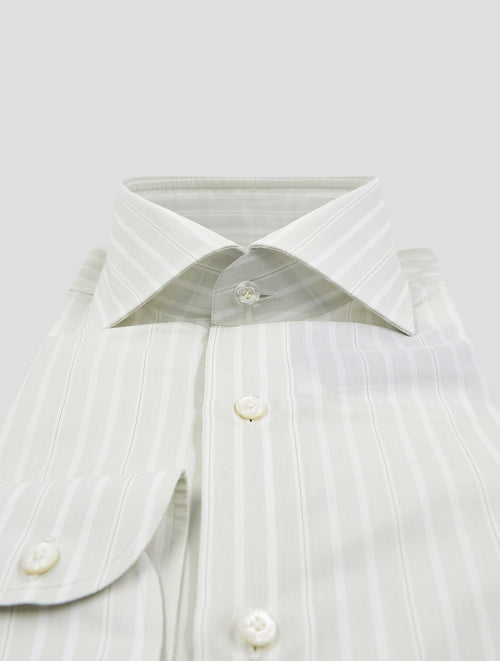 Finamore 1925 Light Gray White Cotton Shirt Napoli