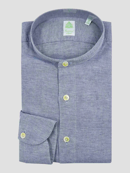 Finamore 1925 Light Blue Cotton Linen Hemp Korean Shirt Tokyo