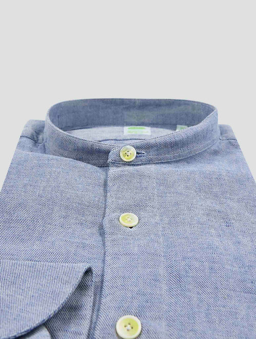 Finamore 1925 Light Blue Cotton Linen Hemp Korean Shirt Tokyo