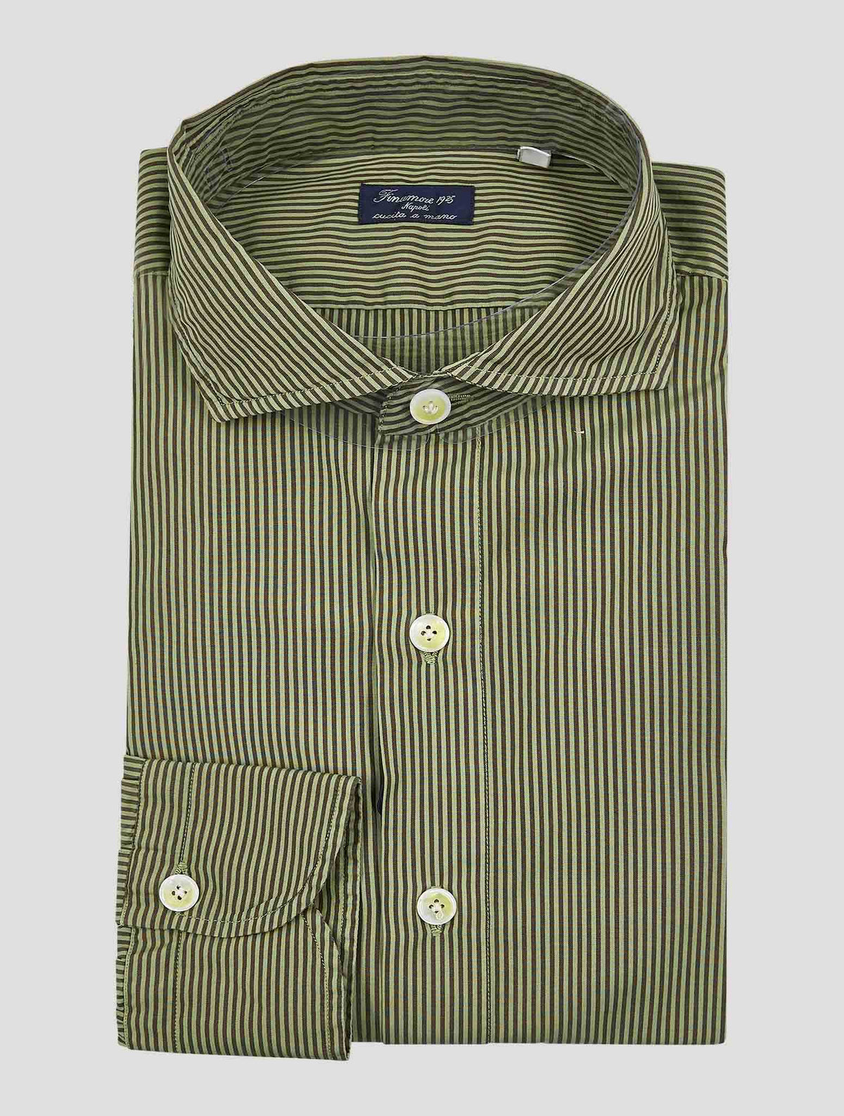 Finamore 1925 Green Cotton Silk Shirt Napoli