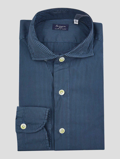 Finamore 1925 Green Black Cotton Silk Shirt Napoli