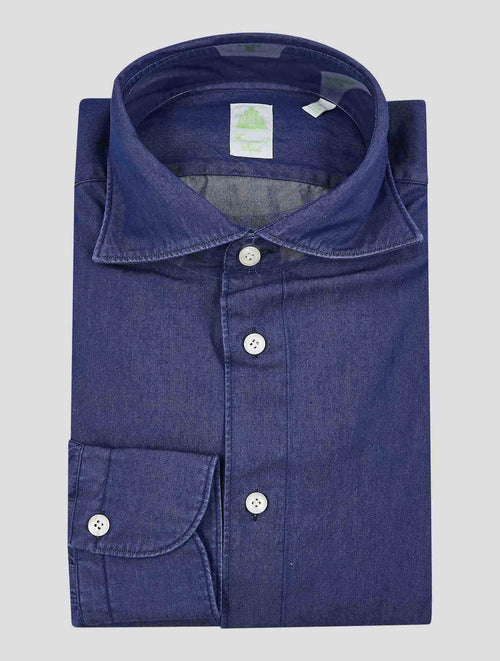 Finamore 1925 Dark Blue Cotton Shirt Bali