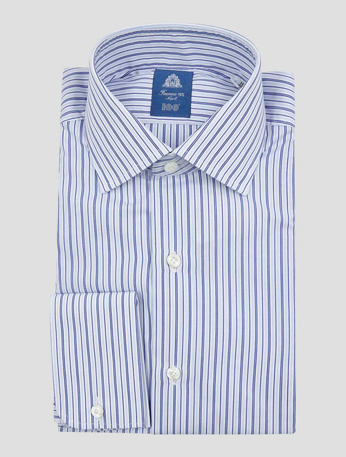 Finamore 1925 Blue White Cotton Shirt