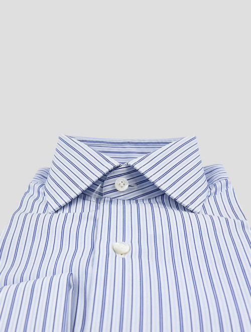 Finamore 1925 Blue White Cotton Shirt