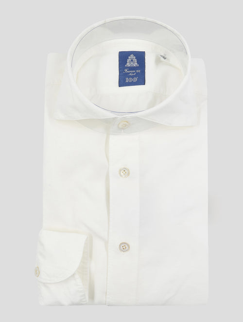 Finamore 1925 White Cotton Velvet Shirt
