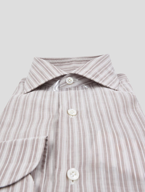 Finamore 1925 Burgundy White Cotton Linen Shirt