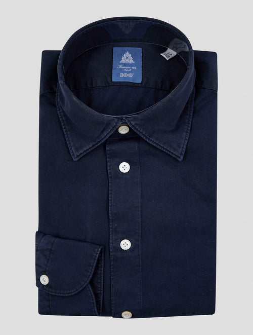 Finamore 1925 Dark Blue Cotton Shirt