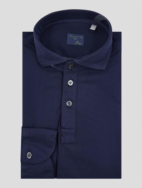 Finamore 1925 Dark Blue Cotton Pa Polo Shirt