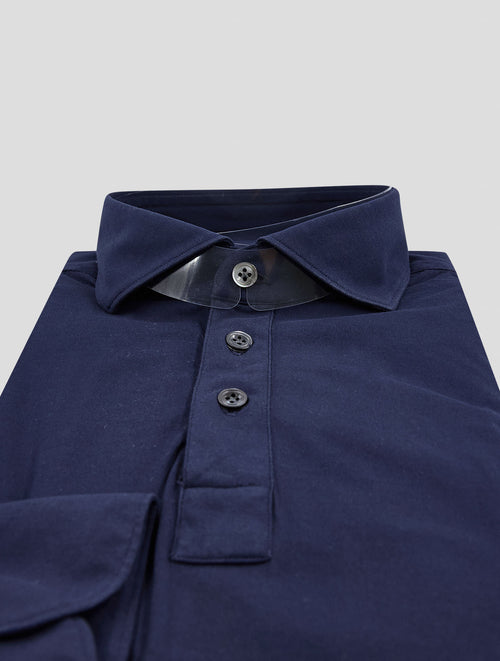 Finamore 1925 Dark Blue Cotton Pa Polo Shirt