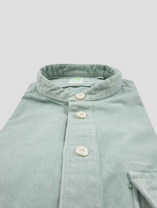 Finamore 1925 Green Cotton Short Sleeve Korean Shirt