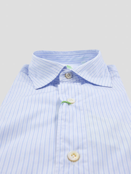 Finamore 1925 Light Blue White Cotton Shirt