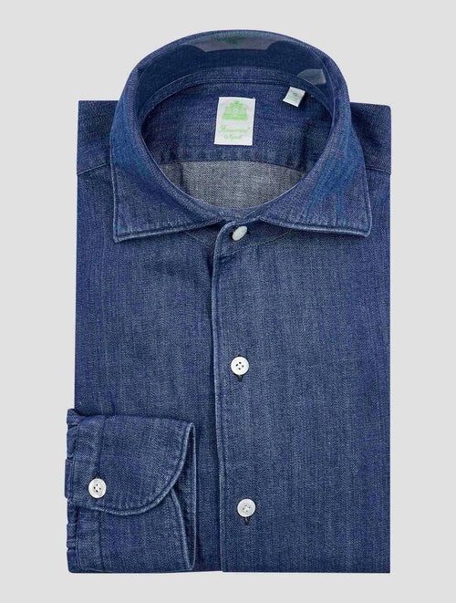 Finamore 1925 Blue Cotton Shirt