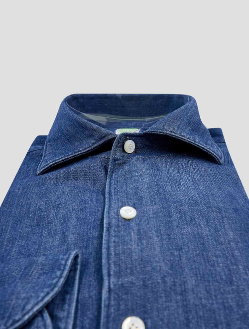 Finamore 1925 Blue Cotton Shirt