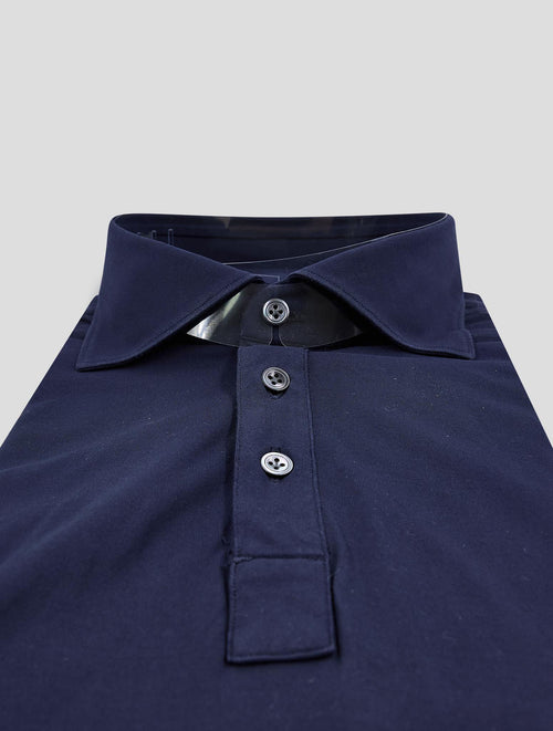 Finamore 1925 Dark Blue Cotton Polo Short Sleeve Shirt