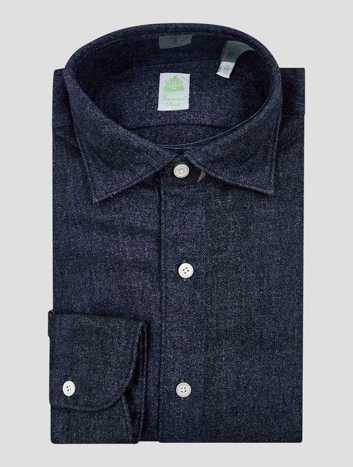 Finamore 1925 Blue Cashmere Pl Shirt