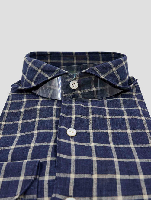 Finamore 1925 Brown Blue Linen Shirt