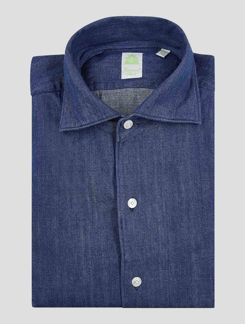 Finamore 1925 Blue Cotton Shirt