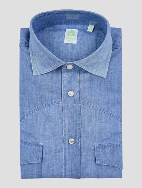 Finamore 1925 Light Blue Cotton Linen Shirt