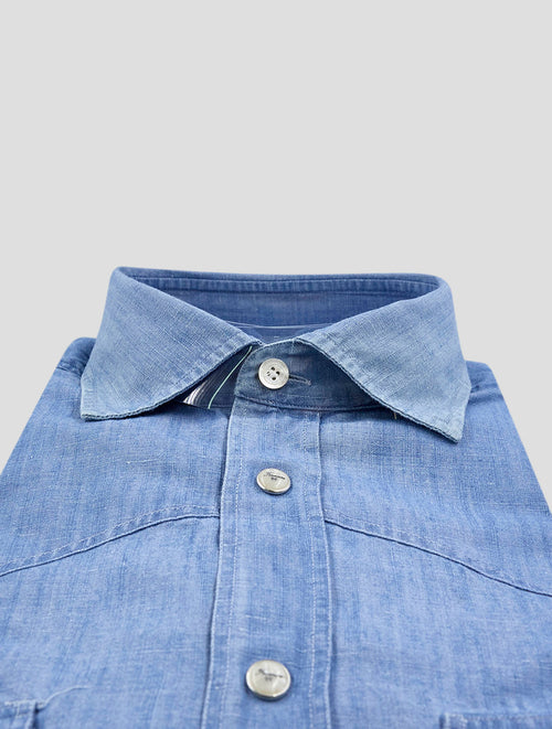 Finamore 1925 Light Blue Cotton Linen Shirt