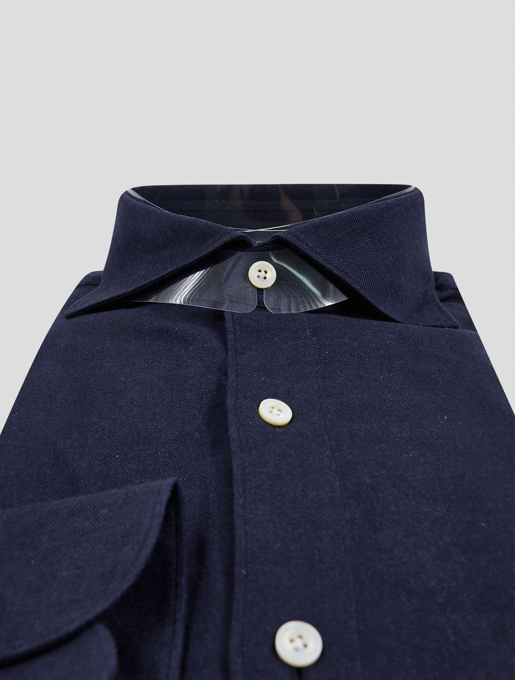 Finamore 1925 Dark Blue Cotton Lyocell Shirt