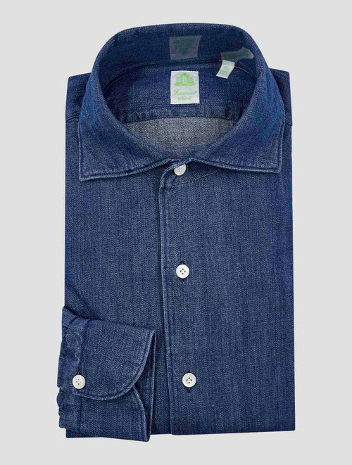 Finamore 1925 Blue Cotton Shirt
