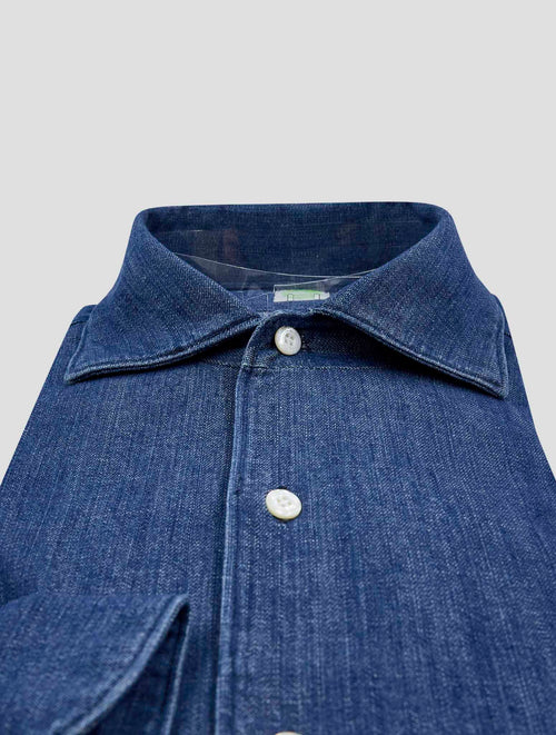 Finamore 1925 Blue Cotton Shirt