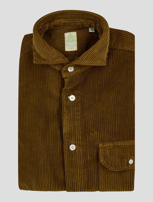 Finamore 1925 Brown Cotton Velvet Shirt