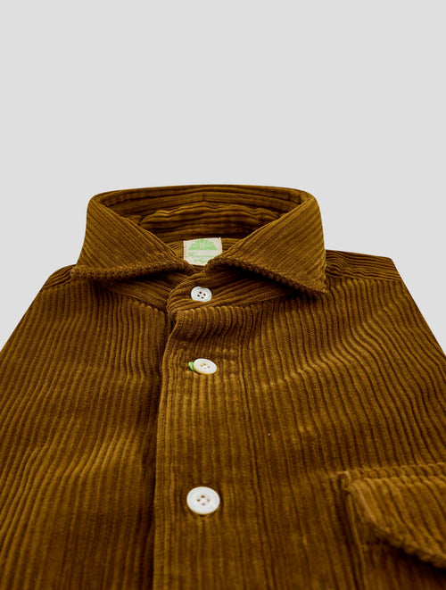 Finamore 1925 Brown Cotton Velvet Shirt