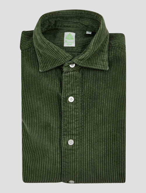 Finamore 1925 Green Cotton Velvet Shirt