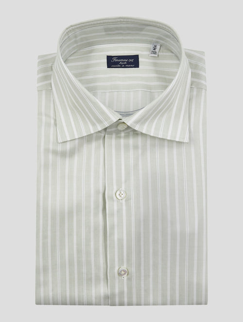 Finamore 1925 Green White Cotton Shirt