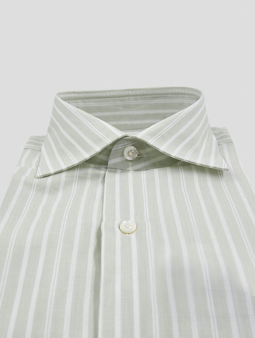 Finamore 1925 Green White Cotton Shirt